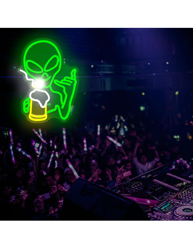 Letrero de Neón Alienígena Verde Dimmable Geeinar 30x10 cm