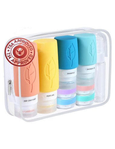 Conjunto de Botellas de Silicona para Viaje Lesnorry 17 Pack TSA