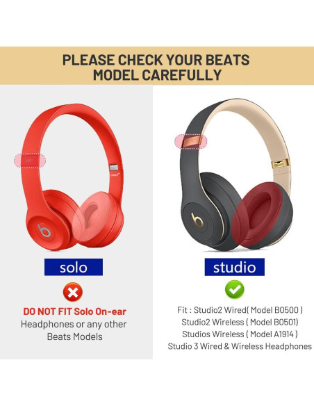 Almohadillas de Repuesto para Auriculares Beats Studio 2 y 3 - Rosa