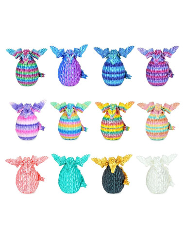 12 Huevos de Dragón 3D Mydhall con Mini Dragón Bebé - Multicolor