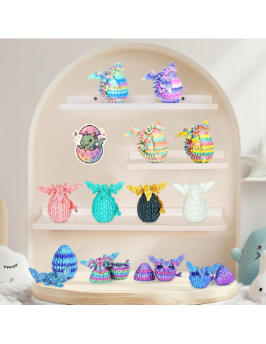 12 Huevos de Dragón 3D Mydhall con Mini Dragón Bebé - Multicolor