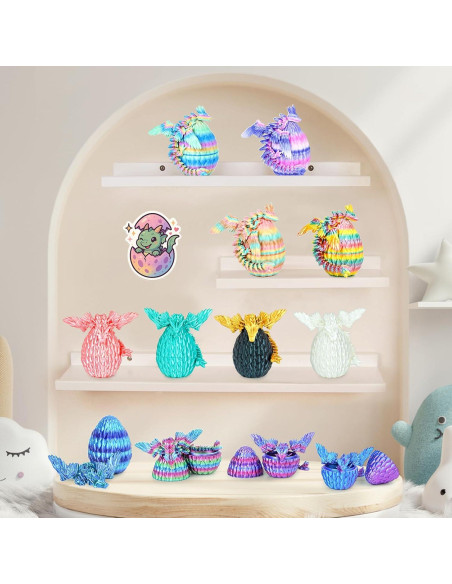 12 Huevos de Dragón 3D Mydhall con Mini Dragón Bebé - Multicolor