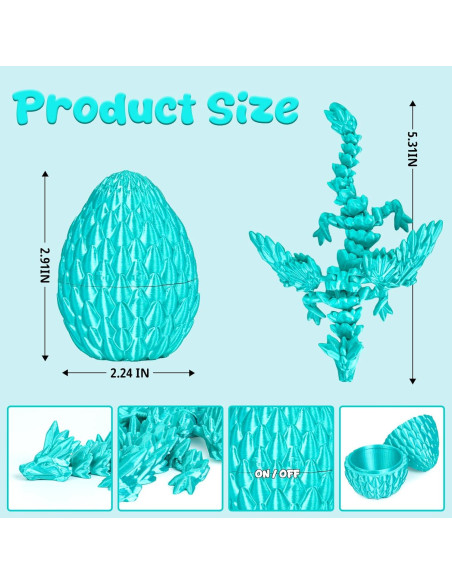 12 Huevos de Dragón 3D Mydhall con Mini Dragón Bebé - Multicolor