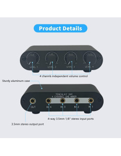 Mezclador Pasivo Estéreo 4 Canales X41 - Sin Alimentación 2