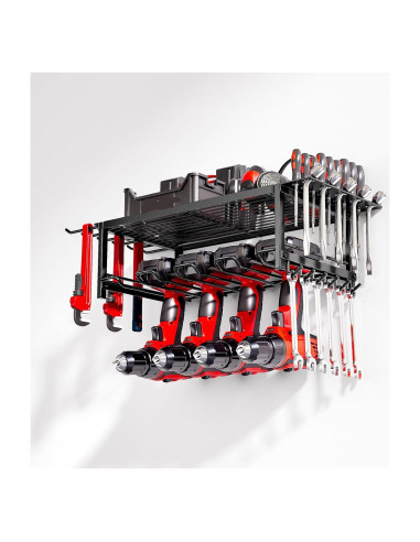 Estante de Herramientas Montado en Pared WOFLUAS 2 Capas Negro