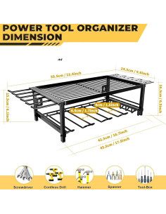 Estante de Herramientas Montado en Pared WOFLUAS 2 Capas Negro 2