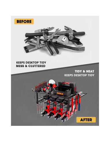 Estante de Herramientas Montado en Pared WOFLUAS 2 Capas Negro