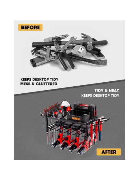 Estante de Herramientas Montado en Pared WOFLUAS 2 Capas Negro