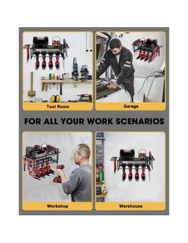 Estante de Herramientas Montado en Pared WOFLUAS 2 Capas Negro