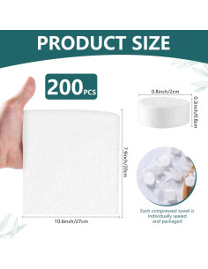 200 Toallas Comprimidas Desechables KISEER para Viajes y Camping 2