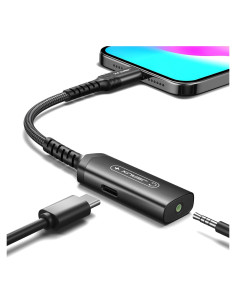 Adaptador JSAUX USB C a 3.5mm y Carga Rápida 60W - Negro