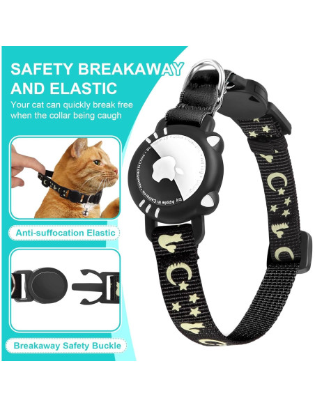 Collar para Gato AgoumLux con Soporte para AirTag Negro XS