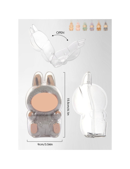 Funda Protectora Hekisace para Labubu - Caja Dura Transparente