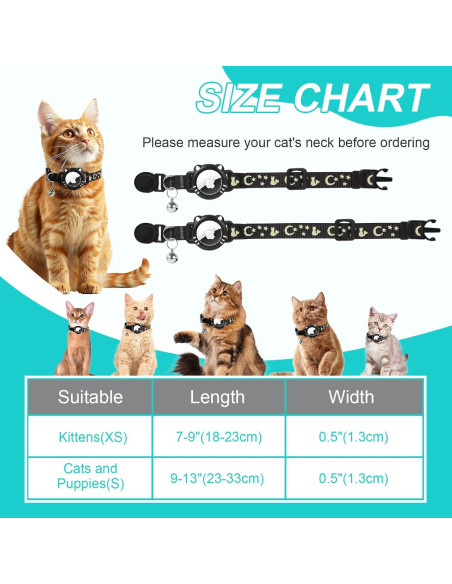 Collar para Gato AgoumLux con Soporte para AirTag Negro XS