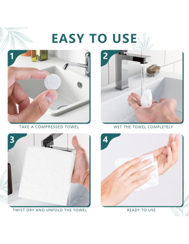 200 Toallas Comprimidas Desechables KISEER para Viajes y Camping