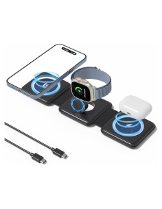 Estación de Carga 3 en 1 OhM-ega para Dispositivos Apple - Negro