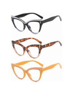 Paquete de 3 Gafas de Ojo de Gato Sin Prescripción para Mujeres