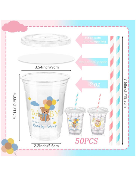 Vasos de Plástico Desechables Xuelimei 12 oz con Tapas - 50 Pzas