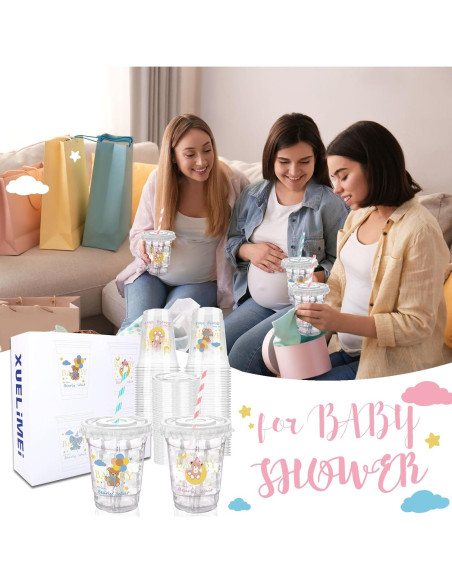 Vasos de Plástico Desechables Xuelimei 12 oz con Tapas - 50 Pzas