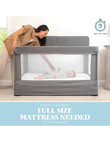 Cuna completa Baby Delight Lunaire malla transpirable Tweed