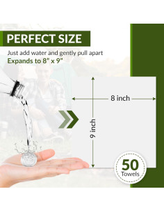 Tabletas de Toalla Comprimida Ecológicas - 50 Unidades 20x23 cm 2