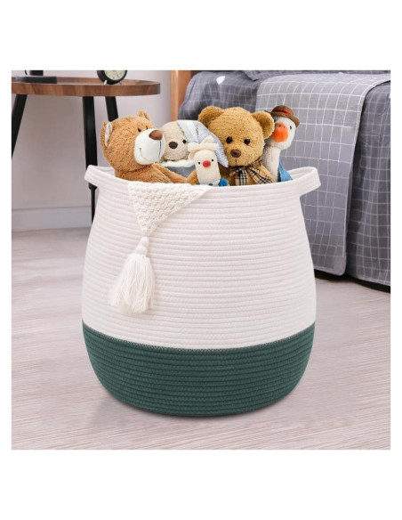 Cesta de Almacenamiento Grande Algodón Verde 44.9x42.9cm