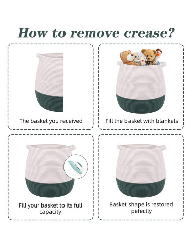 Cesta de Almacenamiento Grande Algodón Verde 44.9x42.9cm