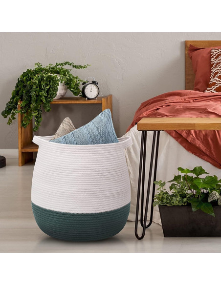 Cesta de Almacenamiento Grande Algodón Verde 44.9x42.9cm