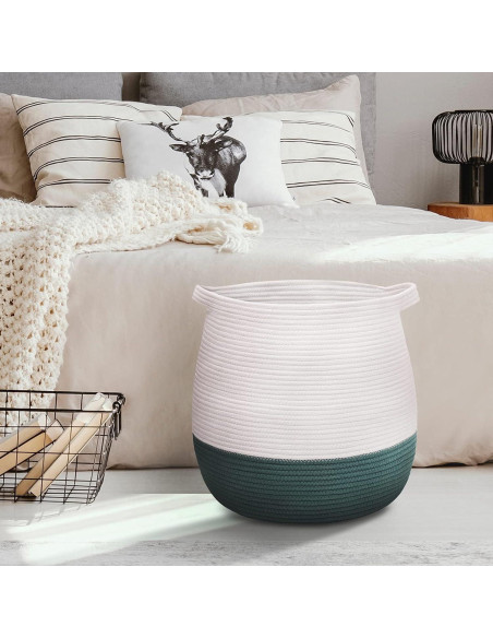 Cesta de Almacenamiento Grande Algodón Verde 44.9x42.9cm