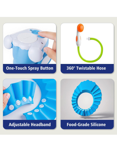 Juego de Cabezal de Ducha Elefante Fanfoobi + Gorro Protector