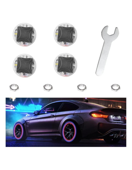 Luces LED para Neumáticos Wevdn 4 PCS Carga Solar Coloridas