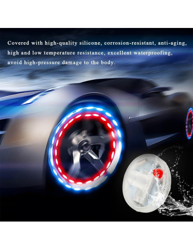 Luces LED para Neumáticos Wevdn 4 PCS Carga Solar Coloridas