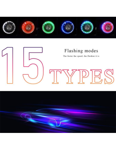 Luces LED para Neumáticos Wevdn 4 PCS Carga Solar Coloridas