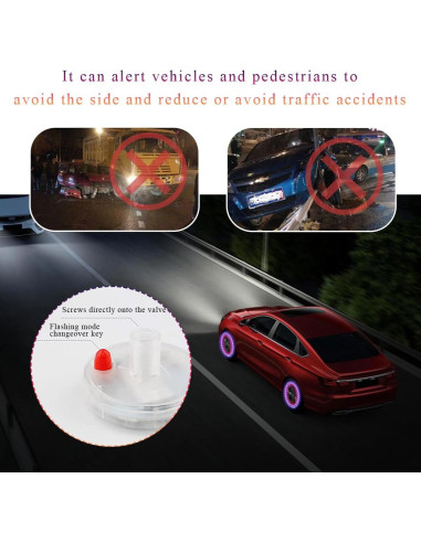 Luces LED para Neumáticos Wevdn 4 PCS Carga Solar Coloridas