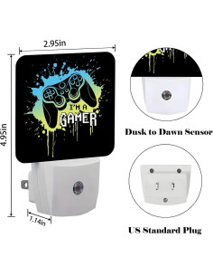 Luz Nocturna Enchufable FSHVQKD Soy un Gamer 11.5x7.5x5 cm 2