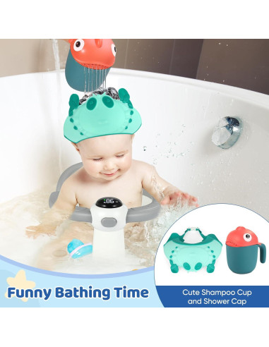 Asiento de Baño para Bebés con Termómetro Antideslizante Gris