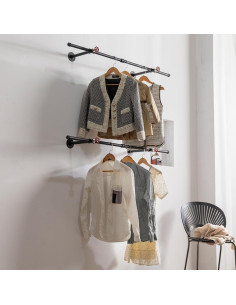 Perchero de Ropa Montado en Pared Homeyeeng Industrial 22.68kg 2