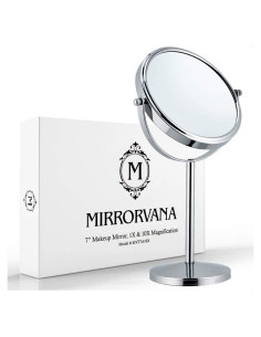 Espejo de Maquillaje Doble Cara Mirrorvana 10X Cromo 18 cm
