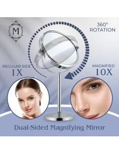 Espejo de Maquillaje Doble Cara Mirrorvana 10X Cromo 18 cm 2