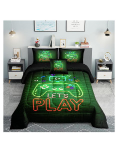 Conjunto de Edredón Individual Helloosuu 6 PCS Verde Gaming