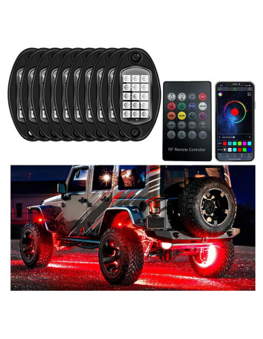 Kit de Luces LED RGB Sylvil 10 Pods para Coche Impermeable
