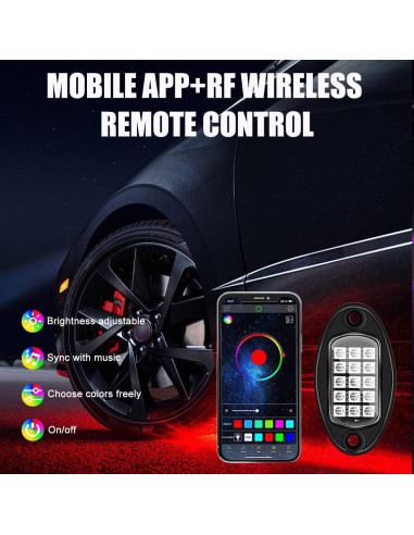 Kit de Luces LED RGB Sylvil 10 Pods para Coche Impermeable