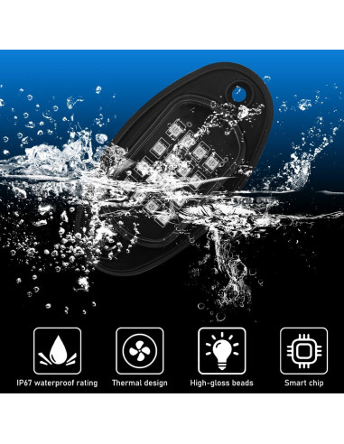 Kit de Luces LED RGB Sylvil 10 Pods para Coche Impermeable