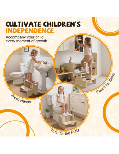 Escalera de Madera para Niños Uiirvdy 2 Escalones Antideslizante