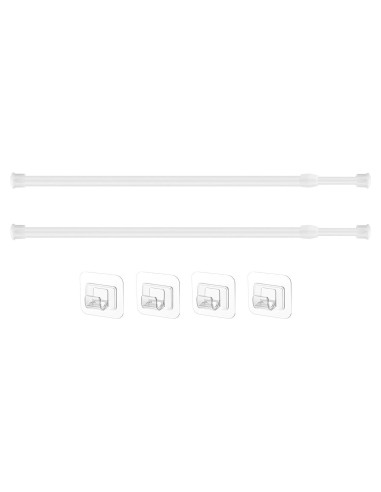 Barra de Cortina Ajustable Patelai 40-70 cm Blanca con Ganchos