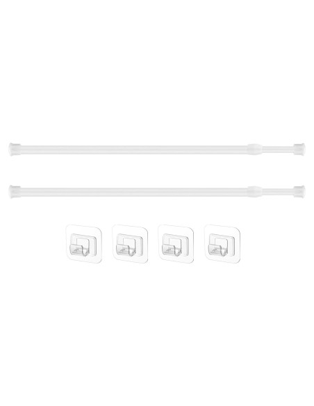 Barra de Cortina Ajustable Patelai 40-70 cm Blanca con Ganchos