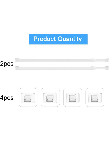 Barra de Cortina Ajustable Patelai 40-70 cm Blanca con Ganchos