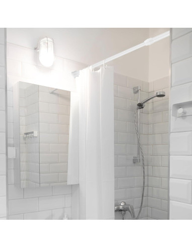 Barra de Cortina Ajustable Patelai 40-70 cm Blanca con Ganchos