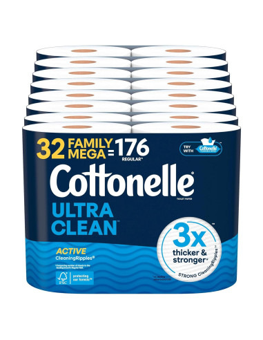 Papel Higiénico Cottonelle Ultra Clean 32 Mega Rollos 353 Hojas