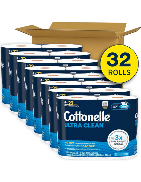 Papel Higiénico Cottonelle Ultra Clean 32 Mega Rollos 353 Hojas